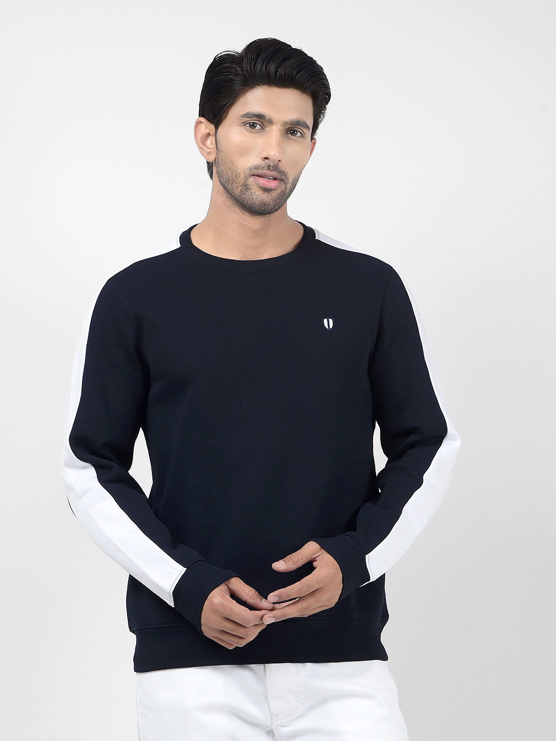 Numero Uno Men Navy Blue Colorblock Sweatshirt